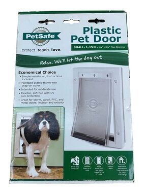 PetSafe Plastic Pet Door White PPA00-10958 Small Dog/Cat 1-15 LB New Open Box